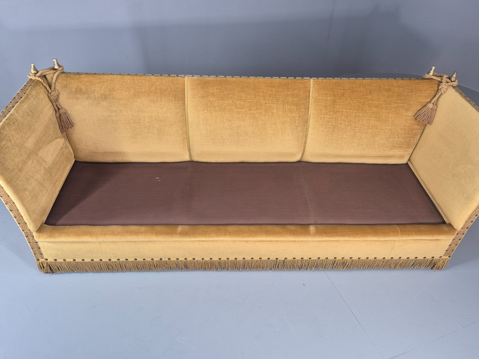 Three Seater Knole Sofa Vintage Danish 1960s Gold Velour Retro EB11432 V3SS17