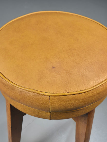 Vintage Mustard Vinyl Stool 1950s Mid Century EB9493 MFOO - UKDK FURNITURE