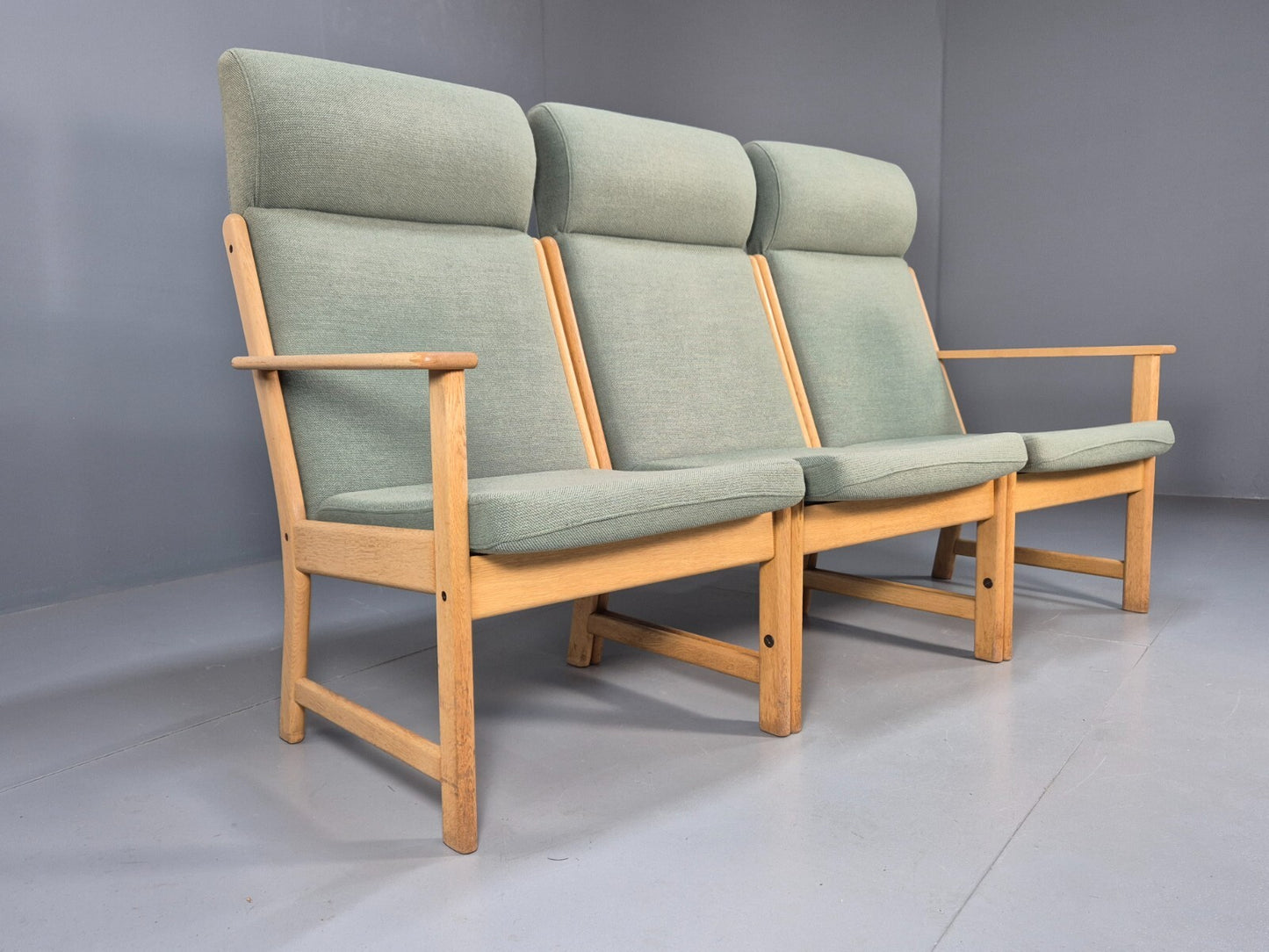 Green Wool and Oak Vintage Danish Sofa 1970s Modern Design Retro EB9263 M3SS - UKDK FURNITURE