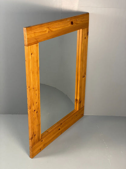Vintage Danish Large Solid Pine Rectangular Mirror EB8411 MWOO - UKDK FURNITURE