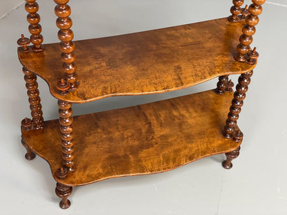 Antique Mahogany Whatnot Shelving Unit Bobbin Turned Tiered EB11197 MWOO3