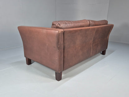 Vintage Danish Two Seater Settee in Brown Leather 1970s Danish Retro EB8351 M2SS15