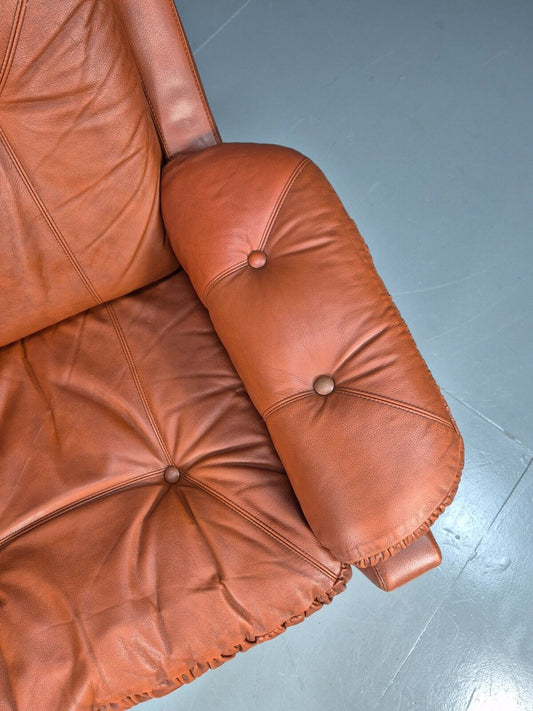 Vintage Danish Lounge Char Tan Leather 1970s Retro MCM EB8478 MNOR - UKDK FURNITURE
