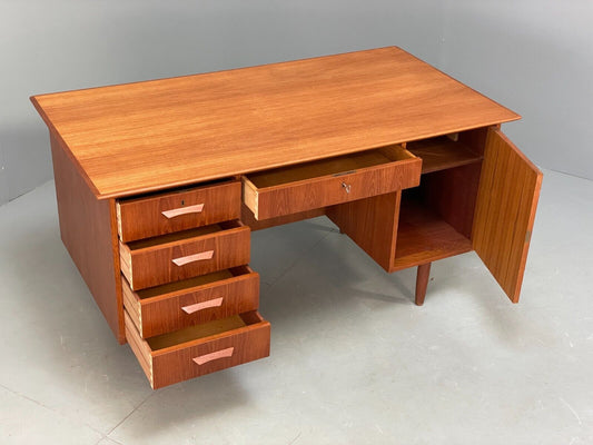 Vintage Danish Teak Desk With Drawers Shelving Mid Century Style EB9125 MWOO - UKDK FURNITURE