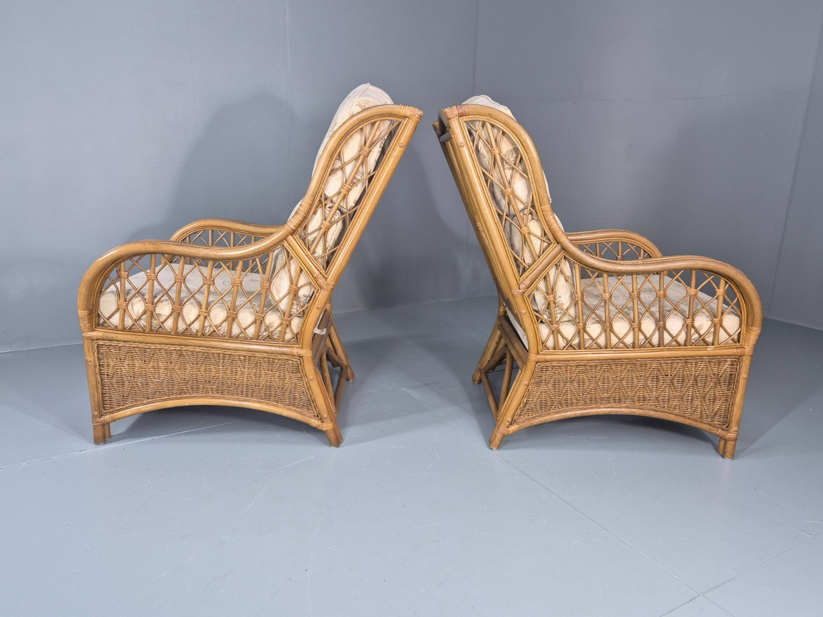 2 Vintage Rattan Conservatory Chairs 1990s Retro EB11286 VBER9