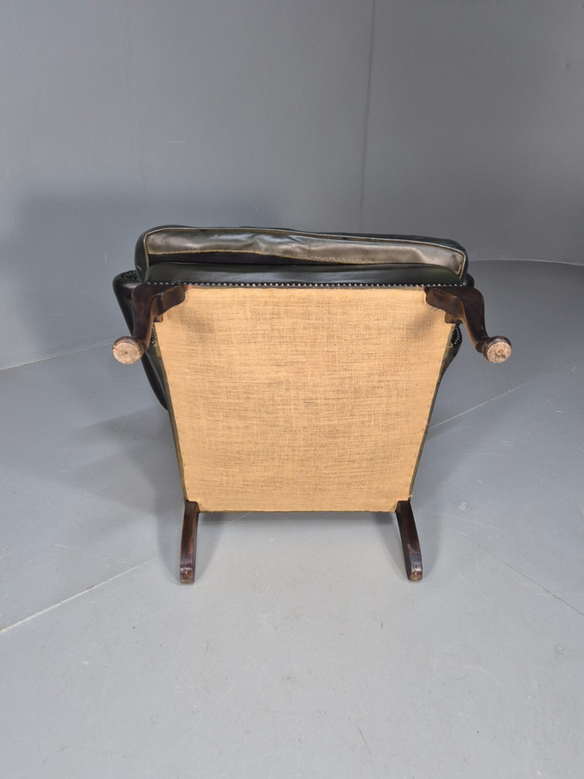 Vintage Chesterfield Armchair Green Leather Pleated Button Back EB9485 VLEA - UKDK FURNITURE