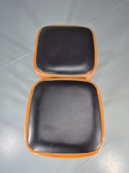 2 1960s Bar Stools Beech Frame Vinyl Tops Retro EB11435 MDIN5