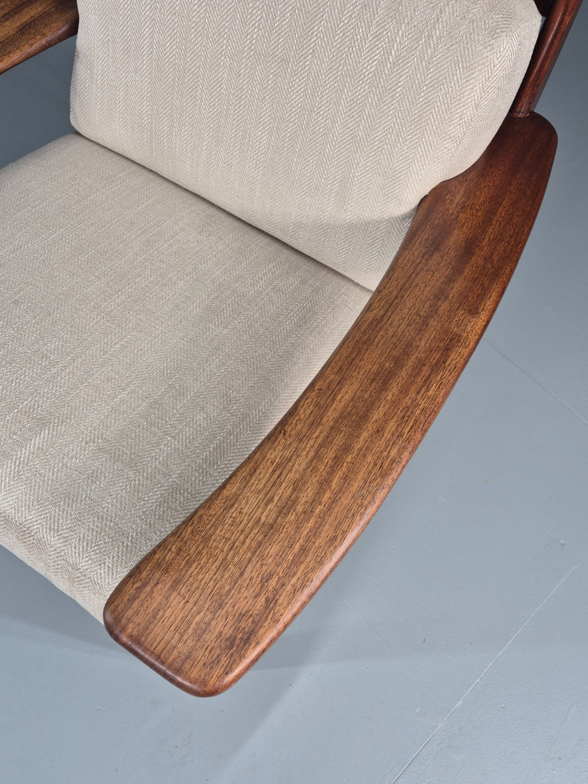 Vintage Mid Century Teak Lounge Chair Danish 1970s New Upholstery EB11138 MNOR2
