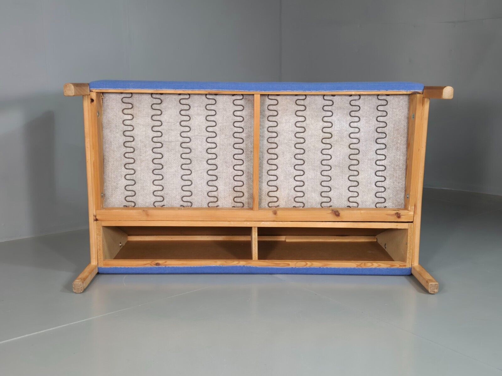 Vintage Danish 2 Seat Sofa Blue Wool Beech Frame 1980s Retro MCM EB7333 M2SS - UKDK FURNITURE