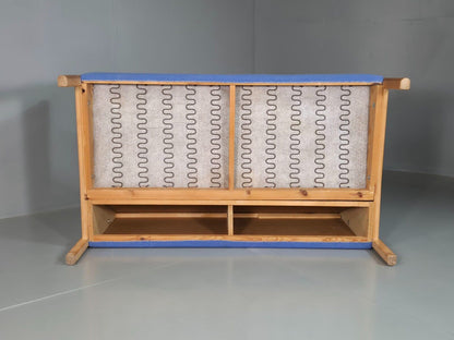Vintage Danish 2 Seat Sofa Blue Wool Beech Frame 1980s Retro MCM EB7333 M2SS - UKDK FURNITURE