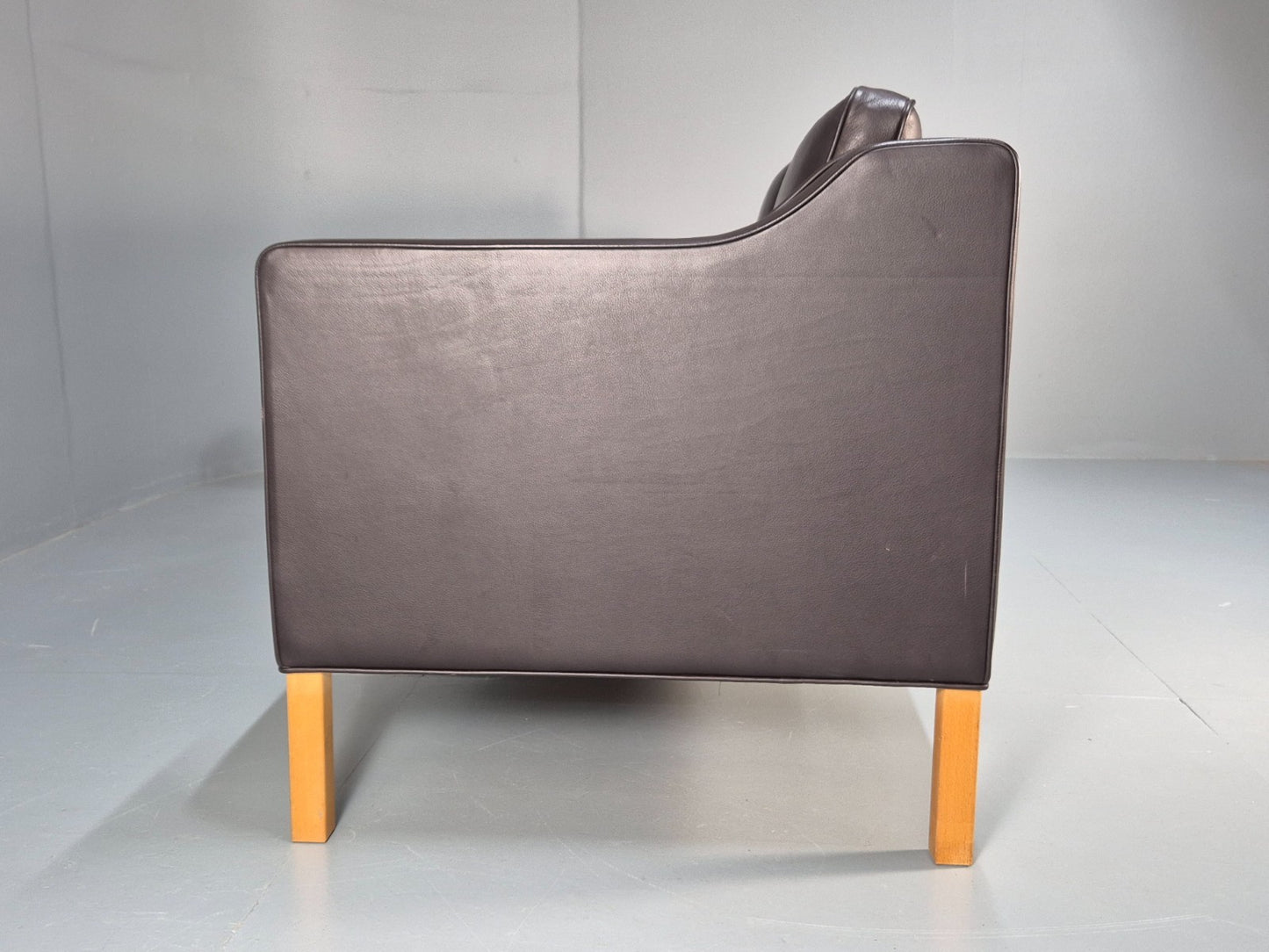 Vintage Danish 3 Seat Sofa Dark Brown Leather 1970s Retro MCM EB10071 M3SS18