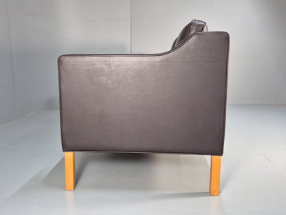Vintage Danish 3 Seat Sofa Dark Brown Leather 1970s Retro MCM EB10071 M3SS18