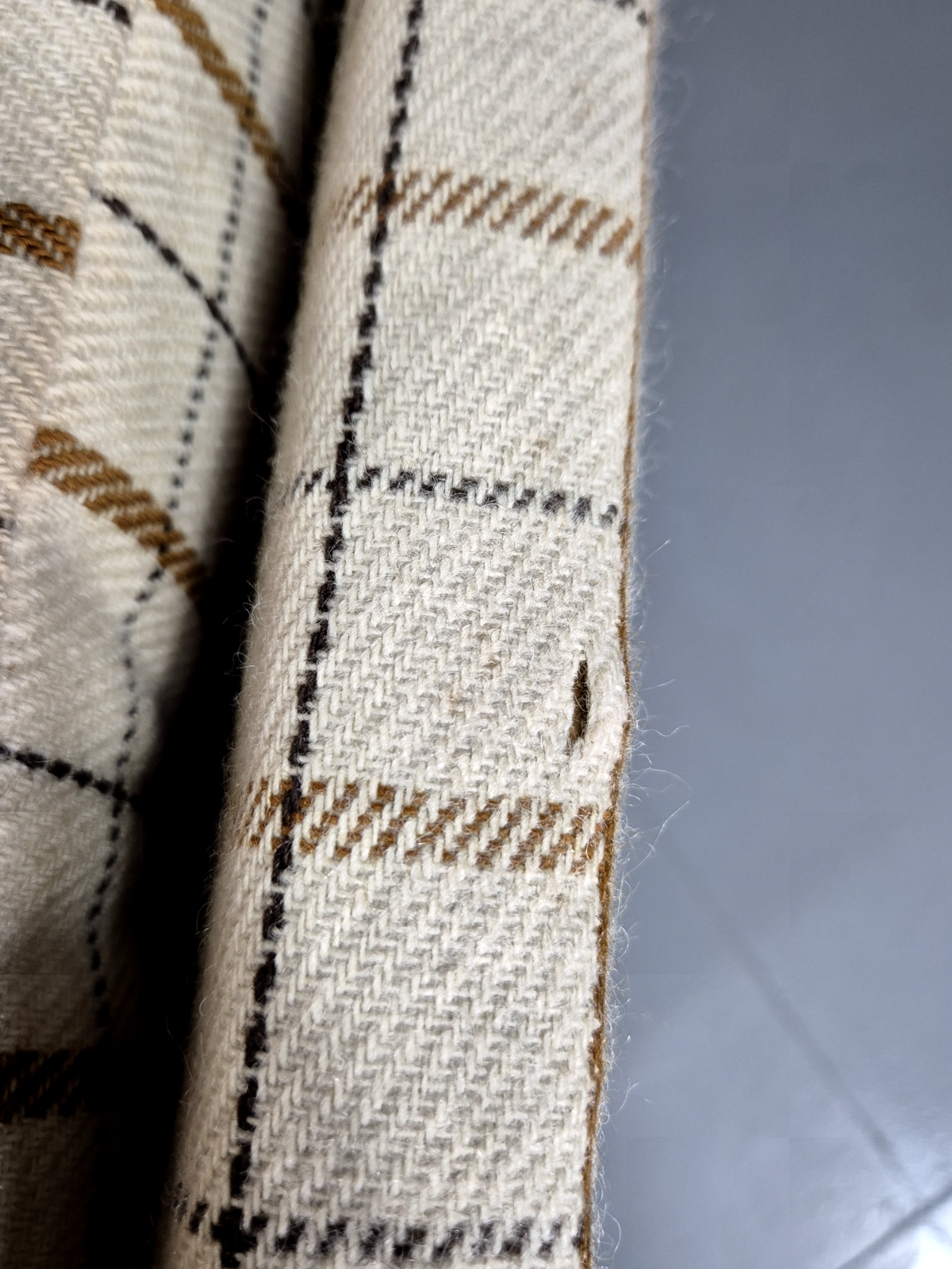 Vintage Danish Lounge Chair Cream Wool Checkered 1970s Retro MCM EB7381 MNOR - UKDK FURNITURE