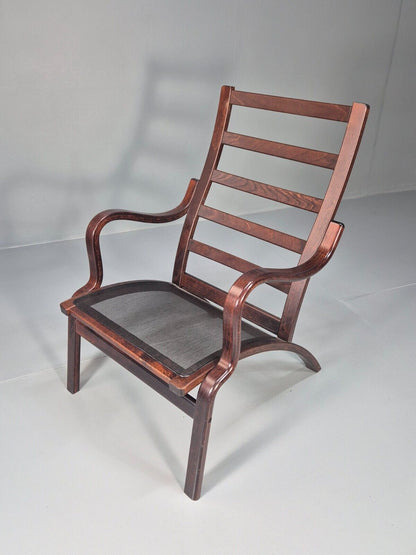 Vintage Danish Lounge Chair Blue Wool Bentwood Stouby 1980s Retro EB8849 NCLO - UKDK FURNITURE