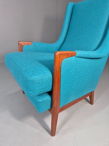 Vintage 1960s Lounge Chair Reupholstered Blue K E Ekselius For JOC EB11092 MNOR18