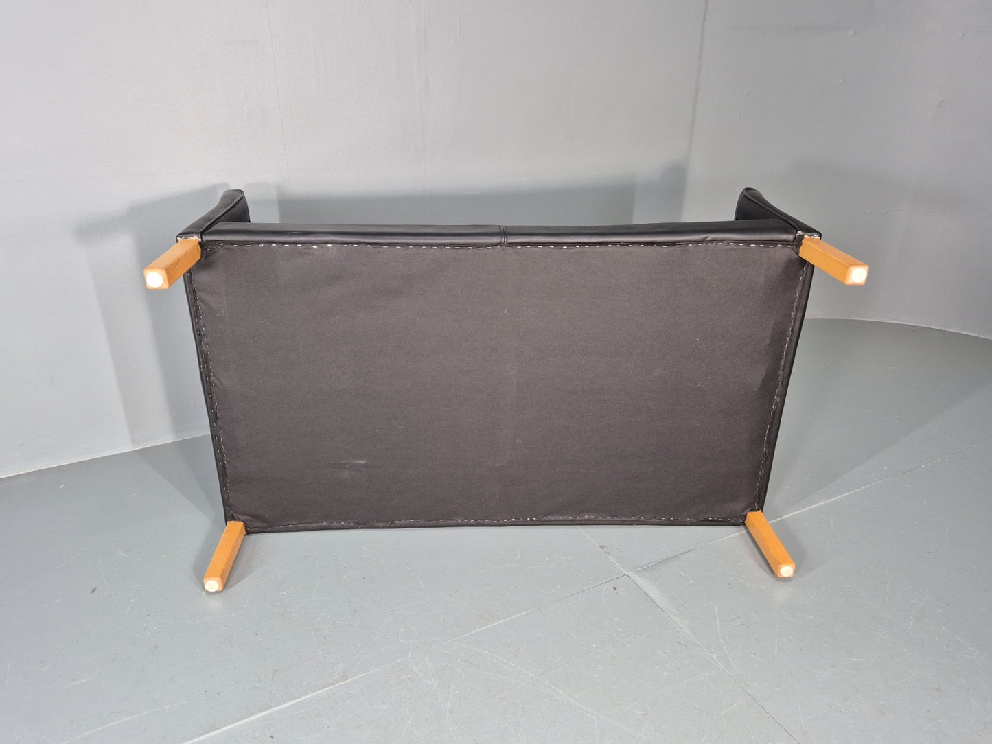 Vintage 2 Seater Settee Danish Retro Black leather and Vinyl EB11640  M2SS8