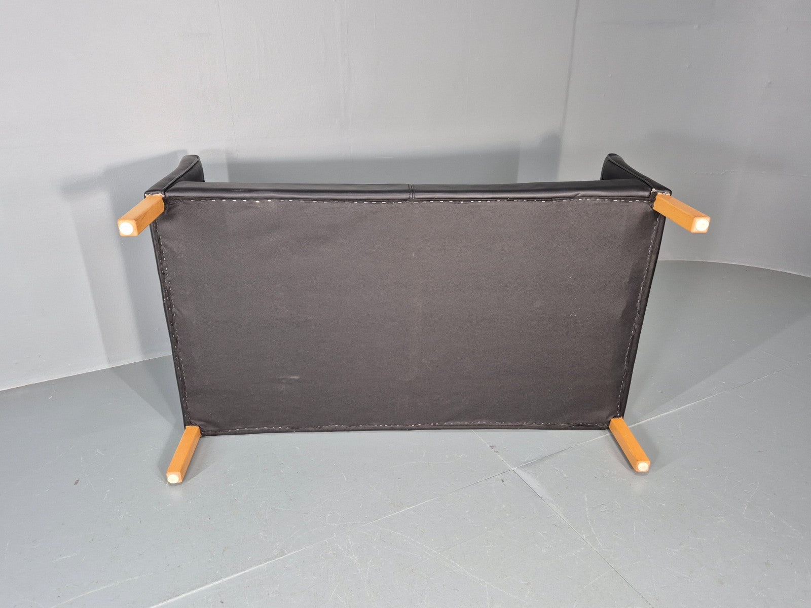 Vintage 2 Seater Settee Danish Retro Black leather and Vinyl EB11640  M2SS8