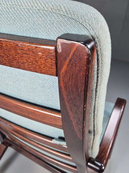 Vintage Danish Lounge Chair Blue Wool Bentwood Stouby 1980s Retro EB8849 NCLO - UKDK FURNITURE