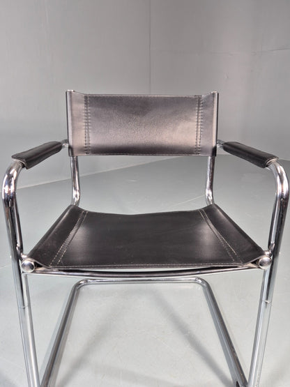 Vintage Leather and Chrome MG5 Bauhaus Style Elbow Chair 1980s EB11216 MNOR12