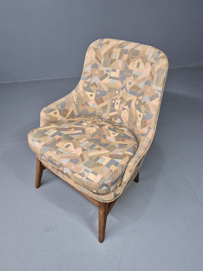 Vintage Danish Lounge Chair Multi Coloured Curved Retro 1950s MCM EB8253 MNOR - UKDK FURNITURE