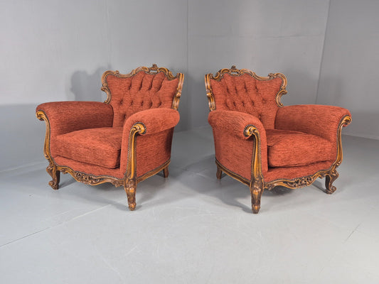 2 Vintage French Rococo Style Lounge Chairs Quality Reproduction  EB11659 VCLO0