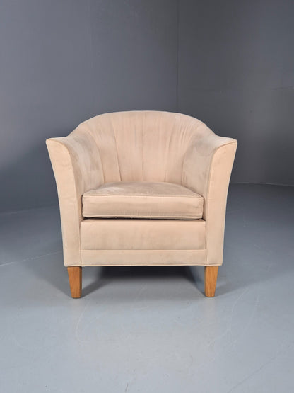 Mordern Danish Cream Faux Suede Tub Chair Beech Legs EB9308 MNOR - UKDK FURNITURE