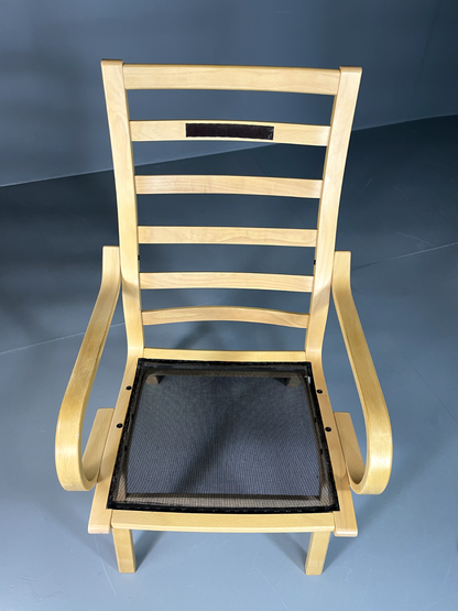 Vintage Danish Lounge Chair Black Leather Bentwood 1980s Retro EB6089 MBEN8