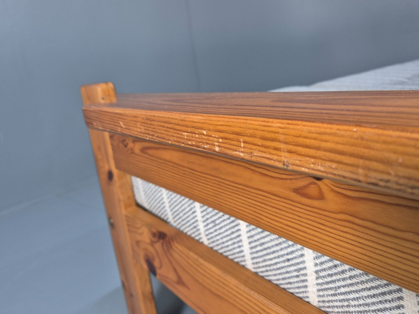 Vintage 3 Seater Pine Sofa Danish 1970s Retro Design Grey Striped EB9373 M3SS - UKDK FURNITURE