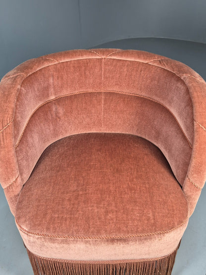 Vintage Pink Art Deco Tub Chair Danish 1930s Tassels EB9619 VCLO - UKDK FURNITURE