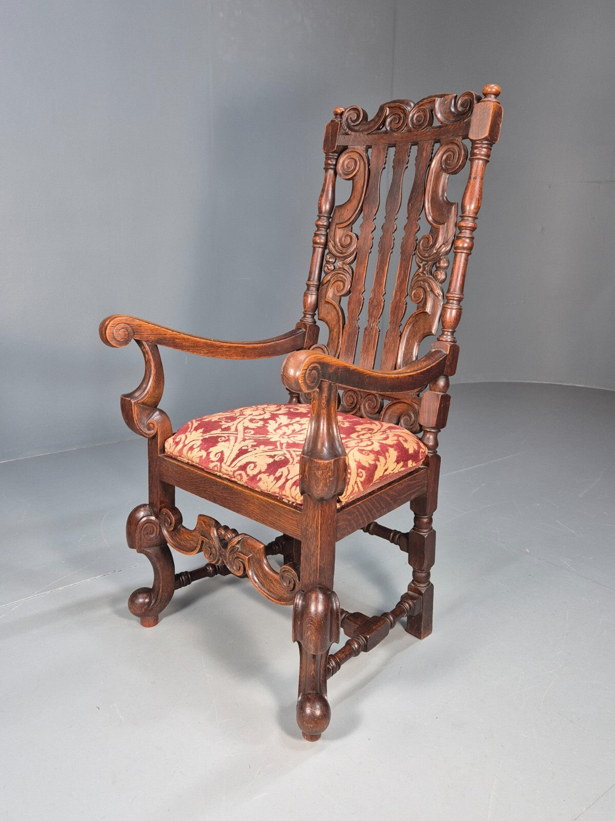 Vintage Antique Carver Chair Baroque Carved Oak Osborne 1890s EB9167 VCAR - UKDK FURNITURE