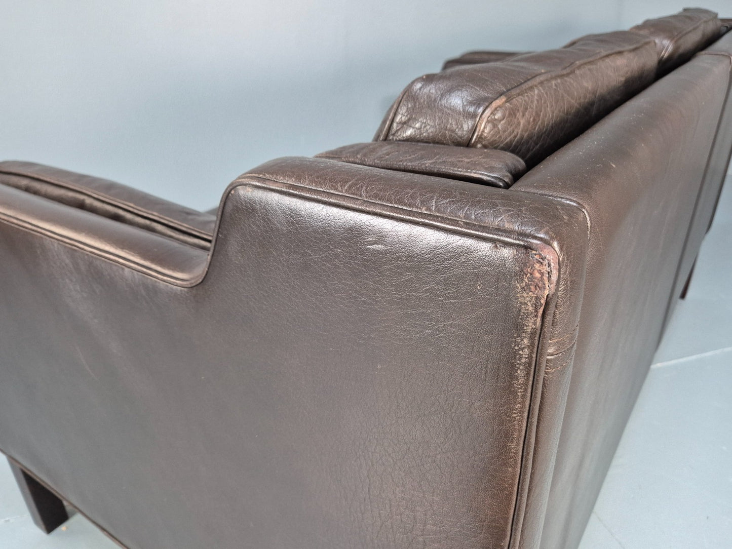 Midcentury Two Seater Sofa Brown Leather Vintage Danish 1970s Retro EB10101 M2SS20