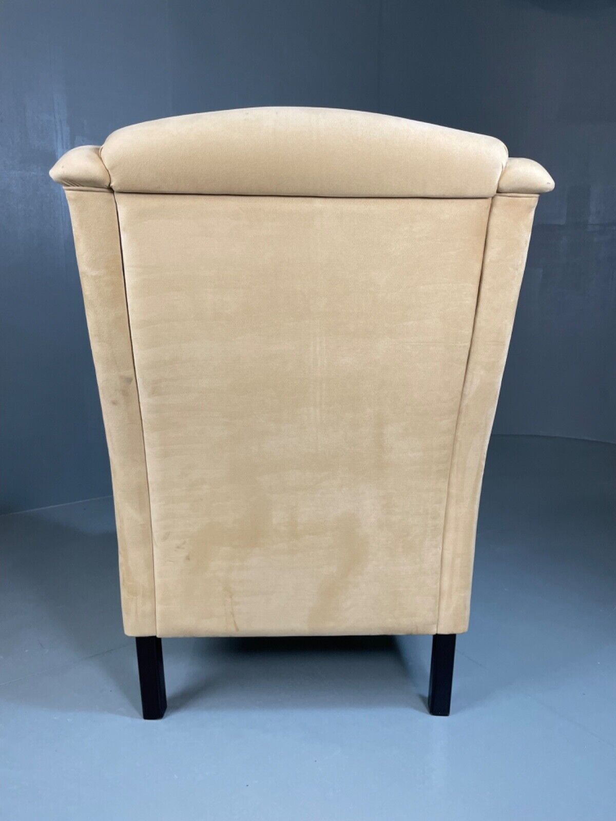 Danish Modern Cream Suede Wing Back Armchair, MCM, Retro, Vintage EB4500 VCLO - UKDK FURNITURE