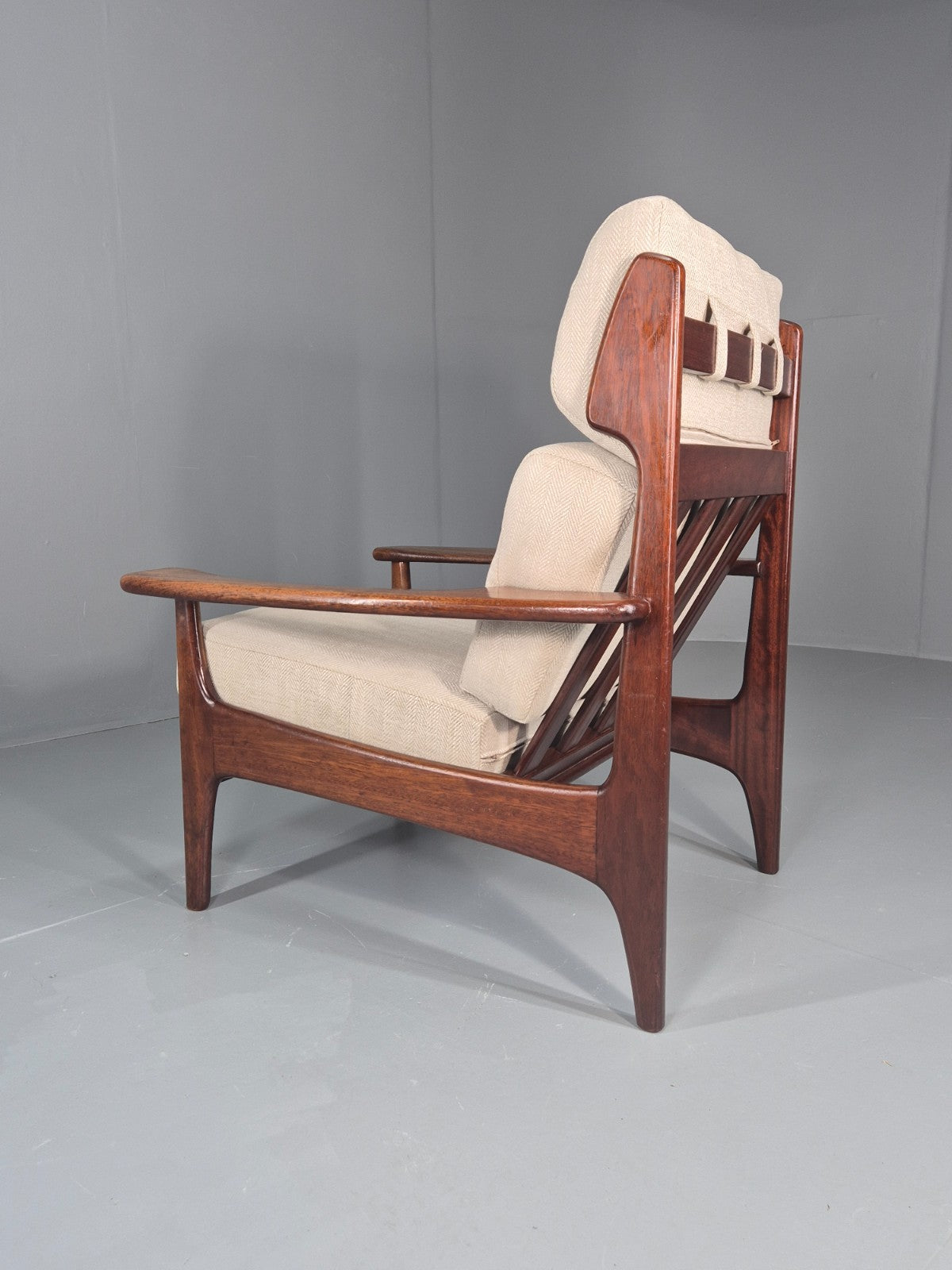 Vintage Mid Century Teak Lounge Chair Danish 1970s New Upholstery EB11138 MNOR13