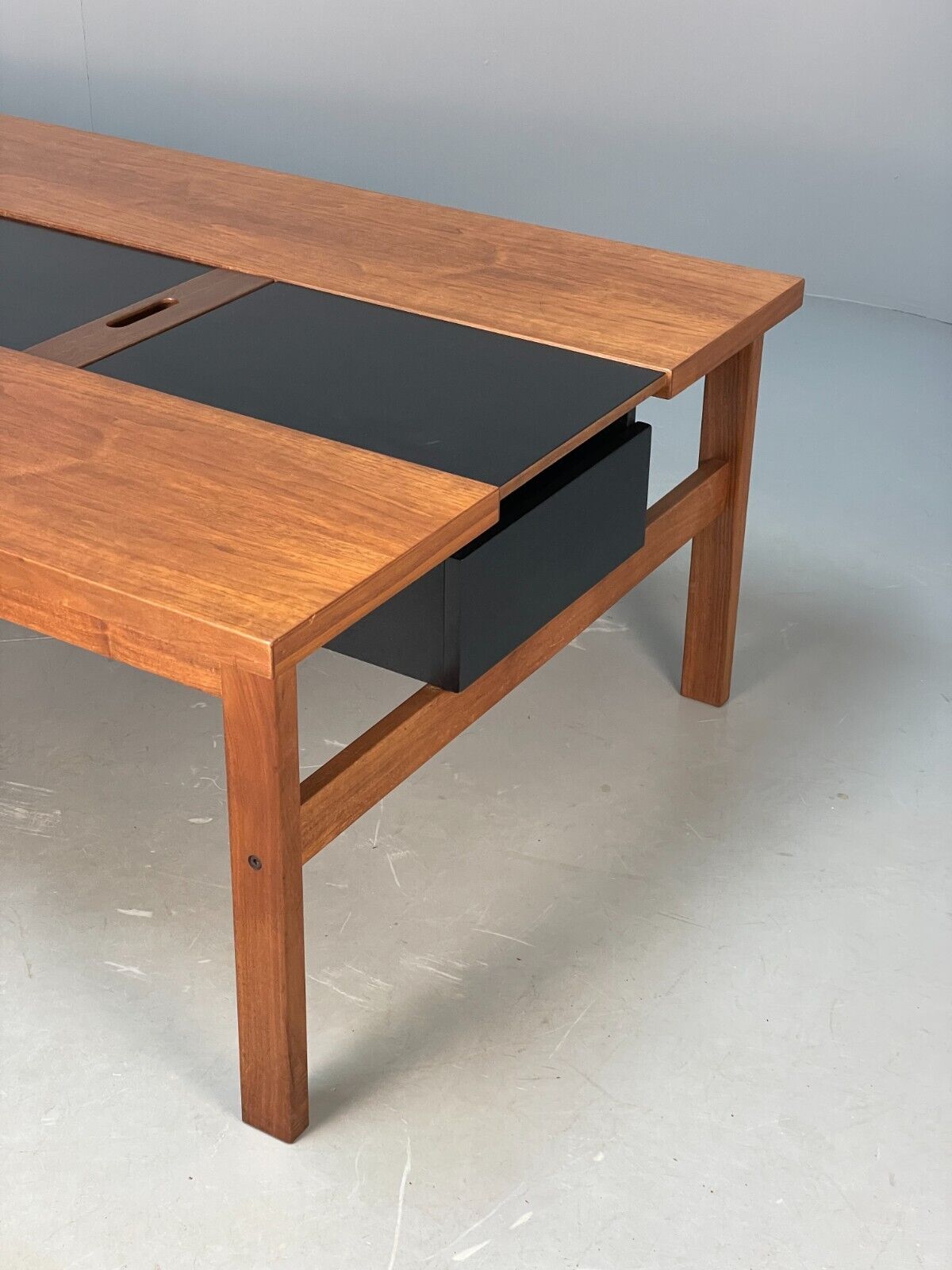 Vintage Danish Teak Coffee Table Extending Storage Black Melamine EB8710 MWOO - UKDK FURNITURE