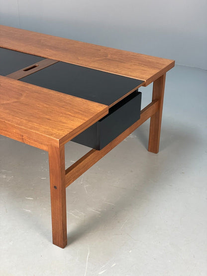 Vintage Danish Teak Coffee Table Extending Storage Black Melamine EB8710 MWOO - UKDK FURNITURE