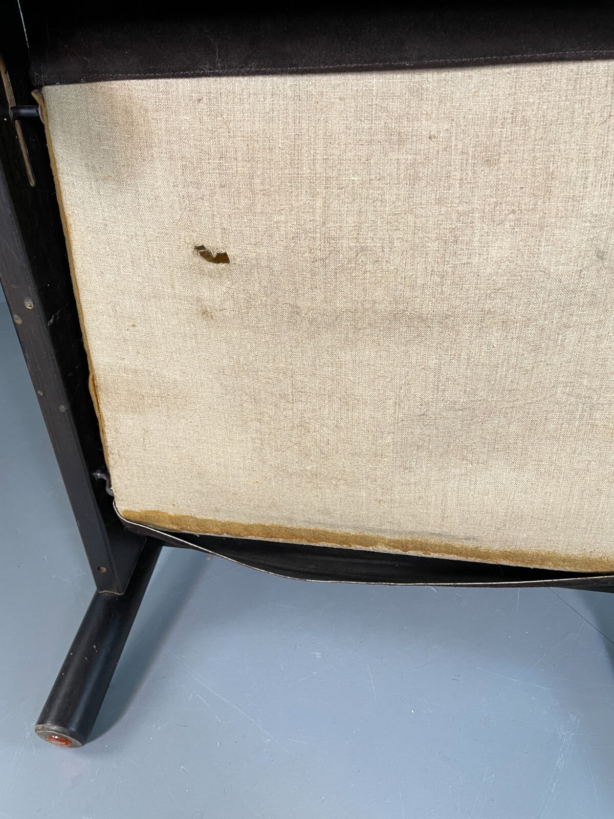 Vintage Danish Lounge Chair Brown Leather Sling Arms Retro MCM EB6867 MNOR14