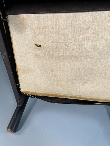 Vintage Danish Lounge Chair Brown Leather Sling Arms Retro MCM EB6867 MNOR14