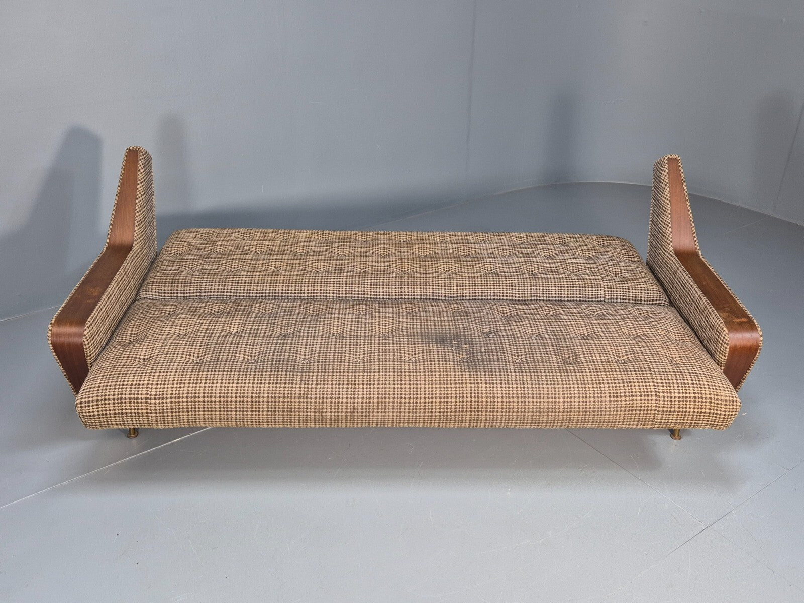 Vintage Mid Century Sofa Bed Teak Details to Arm 1960s Retro MCM EB9404 M4SS - UKDK FURNITURE