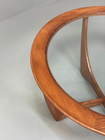 G Plan Astro Coffee Table Round Teak 1960s Mid Century Vintage Glass Top EB116924