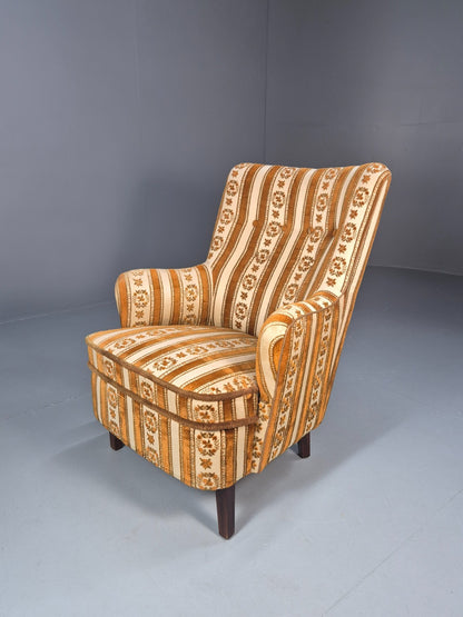 Retro Tub Lounge Chair Vintage Denmark 1960s Orange and Cream  EB10735 VCLO0