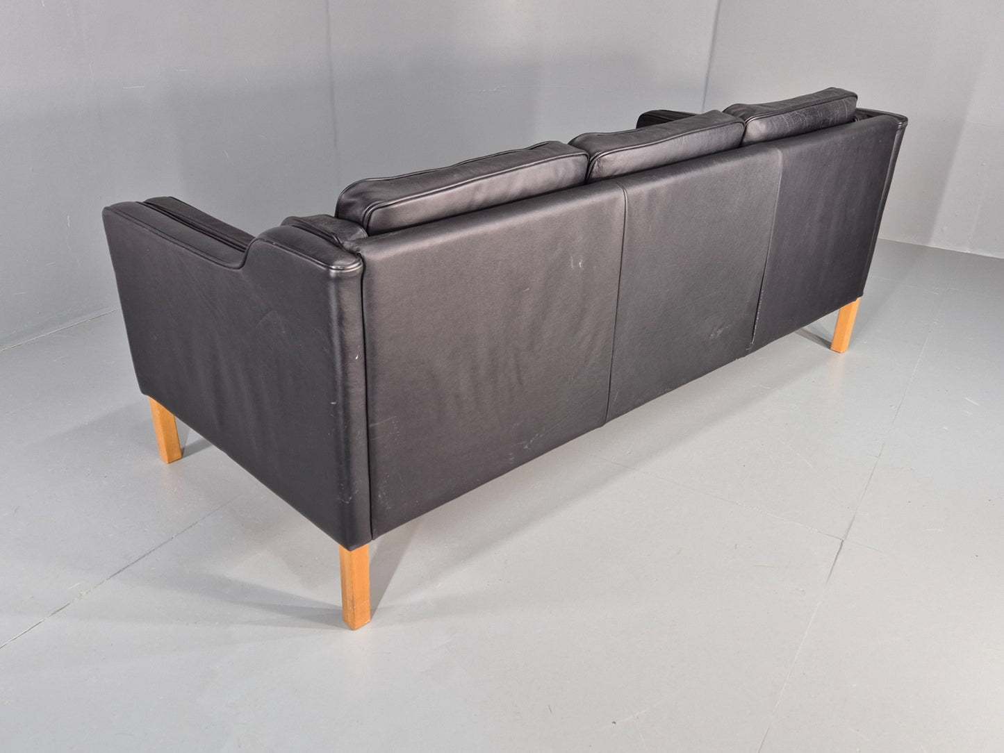 Vintage Danish 3 Seat Sofa Black Leather Mid Century Retro  EB10470 M3SS21
