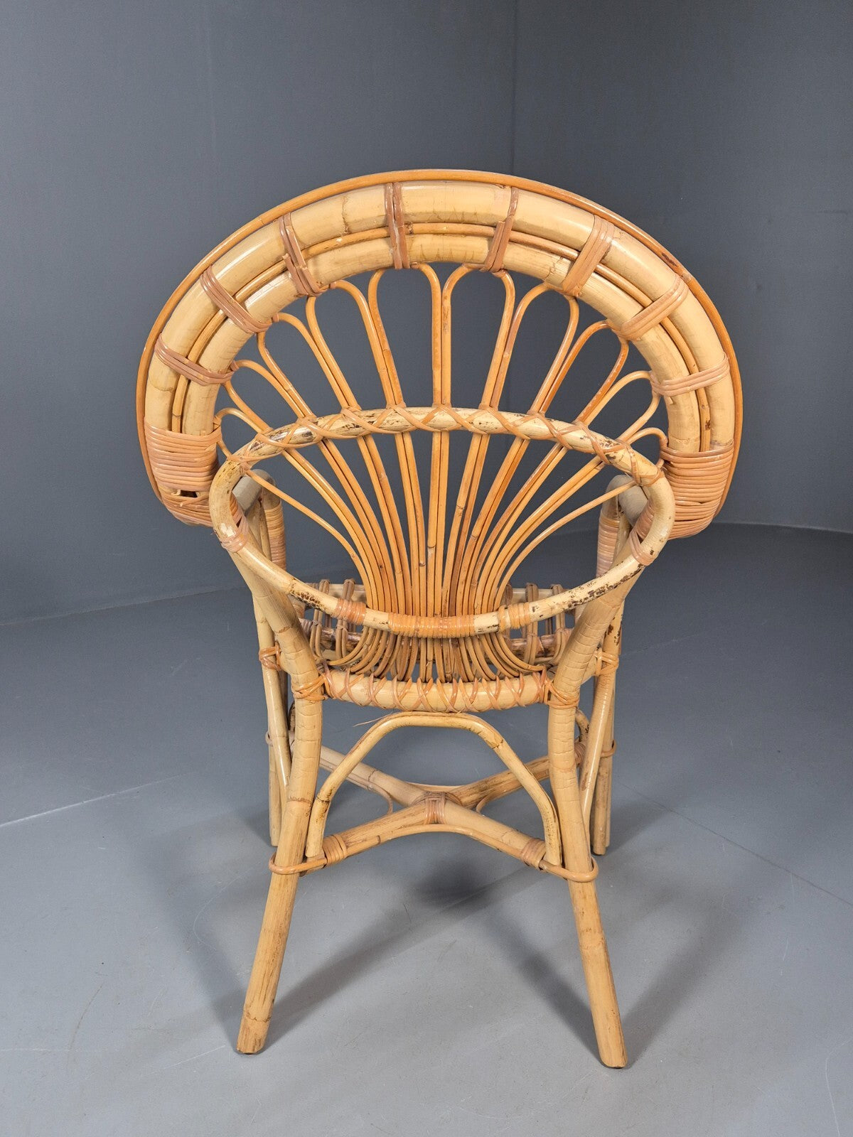 Vintage Cane Work Armchair Unusual Styling 1970s Retro EB9688 VBER - UKDK FURNITURE