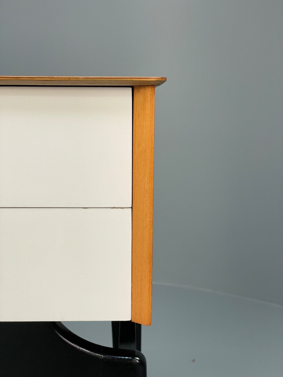 Vintage G Plan Oak Bedside Table 1950s Mid Century Black White Paint EB9814 MWOO - UKDK FURNITURE