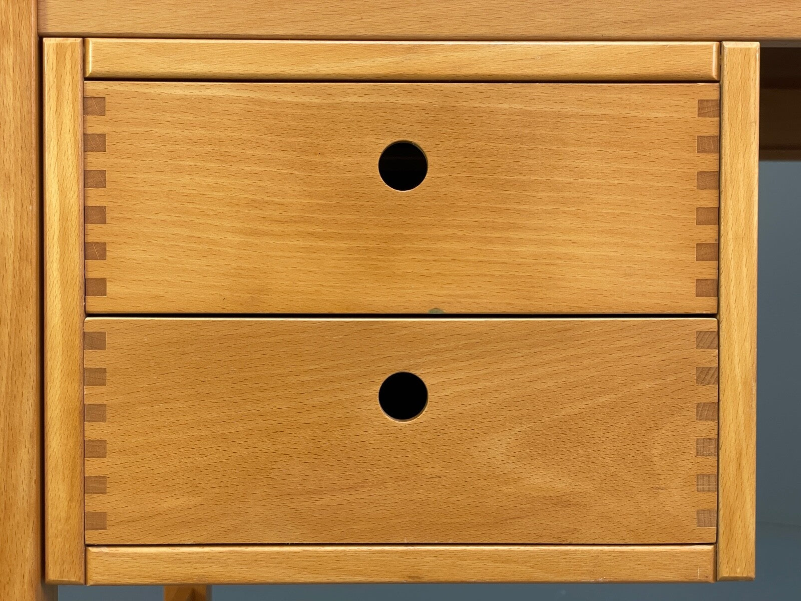 Vintage Danish Beech Desk Compact Exposed Joints Sliding Drawers EB9440 MWOO - UKDK FURNITURE