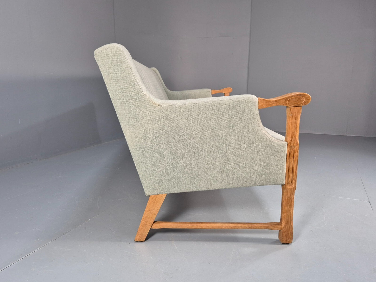 Vintage Danish Kjaernulf Style 3 Seat Sofa Oak Frame 1970s Retro EB9643 M3SS - UKDK FURNITURE