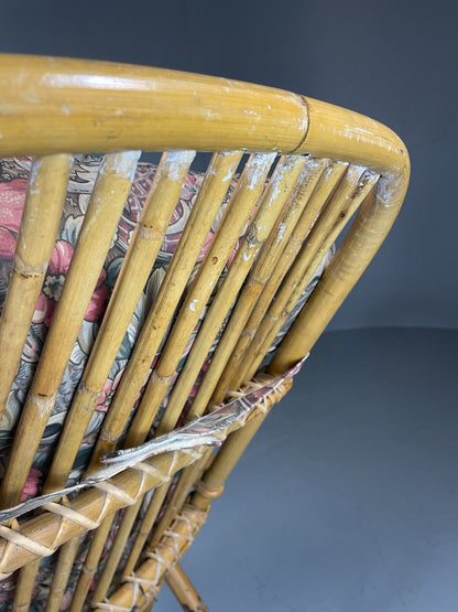 Vintage Cane Rocking Chair Floral 1970s Retro EB6413 VBER - UKDK FURNITURE