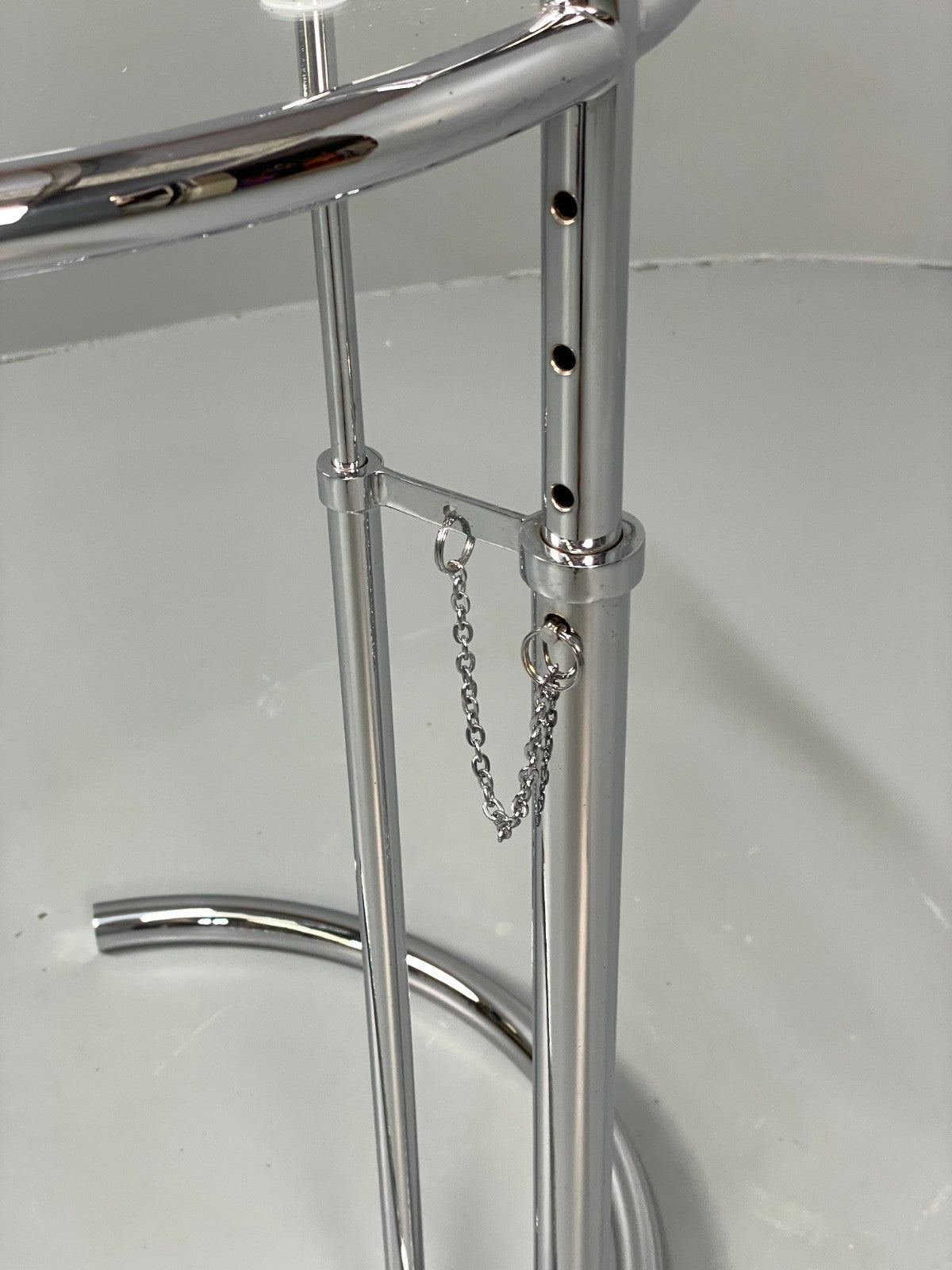 Vintage Chrome Side Table Eileen Grey Style Adjustable Glass Top EB11042 MWOO12