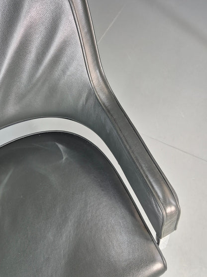 Leather Office Swivel Chair Dark Green Chrome Brunner Tempus Modern EB11724 MSWI2