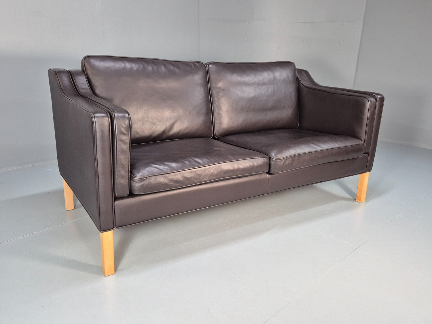 Mid Century Two Seater Sofa Danish Brown Leather Mogensen Vintage  EB10107 M2SS0