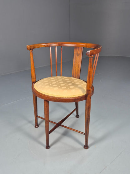 Edwardian Art Nouveau Corner Chair Mahogany Frame Tulip Inlay 1900s EB10715 VDIN0